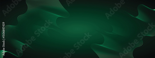 abstract green wave background. green minimal round lines abstract background. Thin line wavy abstract vector background. Curve wave seamless pattern. Line art striped graphic template