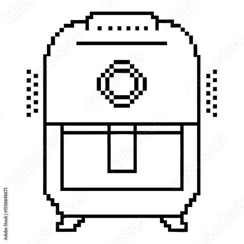 Pixel outline of air fryer appliance designed for healthier kitchen cooking methods