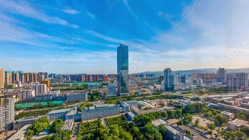 A time-lapse aerial photography promotional video of the city landmark in Taiyuan, Shanxi Province