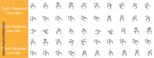 Hand Gestures Icons Editable Stroke