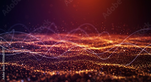 Wallpaper Mural Golden waves undulate through a sea of shimmering particles Torontodigital.ca