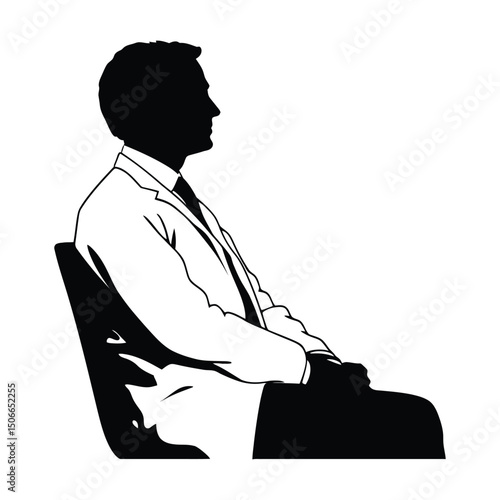 A doctor attending a professional development a simple minimal black silhouette