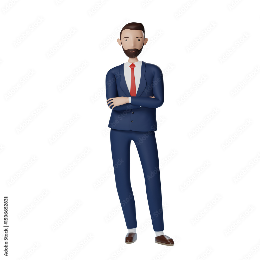 Confident businessman crossing arms on transparent background Confident businessman crossing arms on transparent background