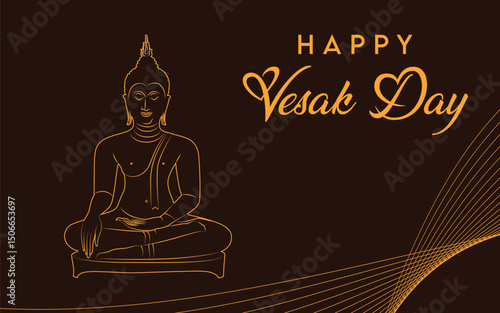 Happy Vesak Day design vector. Happy Vesak Day text design vector background