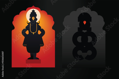Lord Krishna. Named Vitthal, Vithoba, Pandurang, in the Maharashtra. Creative and conceptual, form of lord vitthal in calligraphy. 