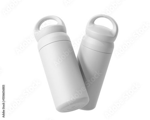 Wallpaper Mural Blank Empty White Thermos Water Bottle, Tumbler Bottle Isolated On Transparent Background, Prepared For Mockup, 3D Render.	 Torontodigital.ca