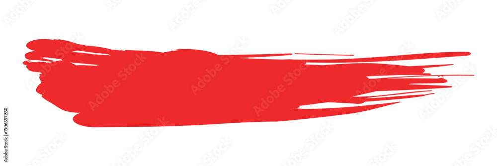 Obraz premium Red line of paint isolated, red smear on white background.