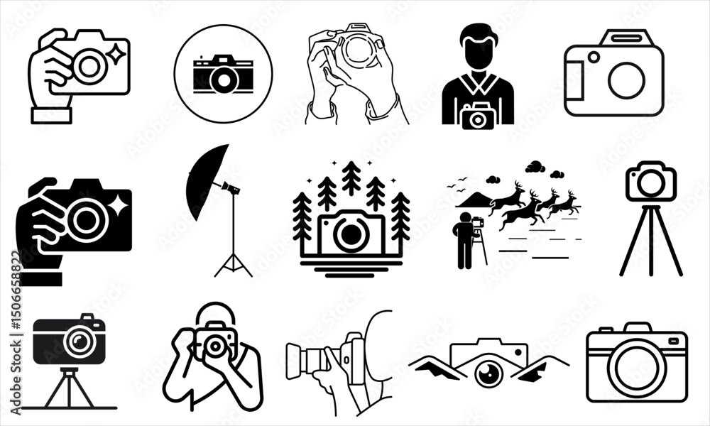 Fototapeta premium Camera icon set. photo camera icon. camera photography icon.