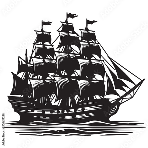 pirate ship on the sea