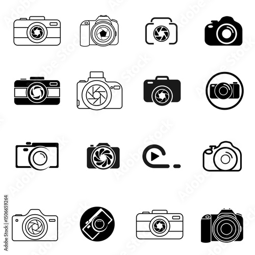 Photography camera icon vector, Camera icon set. Photo camera in flat style. Vector