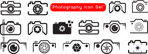 Camera icon set. photo camera icon. camera photography icon.