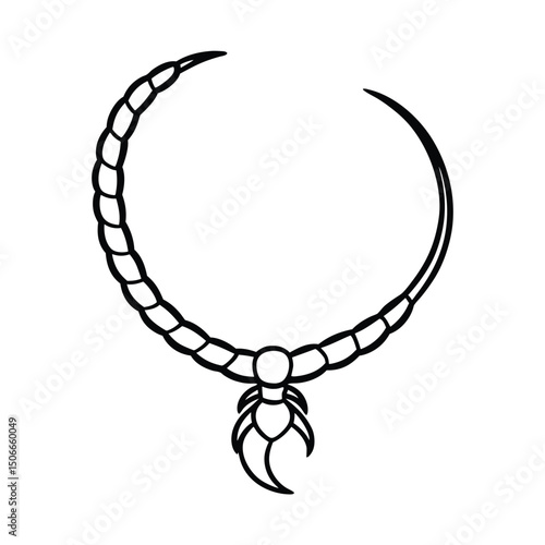 A Necklace Designed Like a Scorpion Tail Whip Wrapped Around