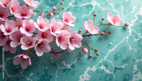 pink cherry blossom Generative AI	
