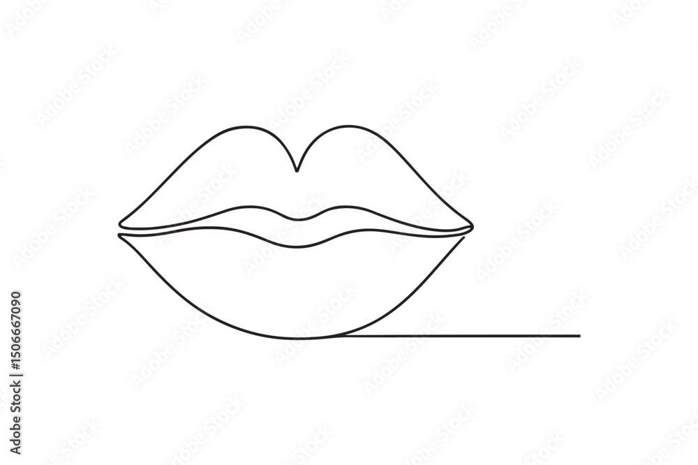 Lips Print continuous one line drawing minimalism design Lips Print continuous one line drawing minimalism design