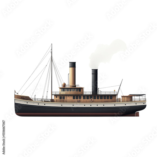 Steaming into history a vintage steamboat powers through time a marvel of on transparent background