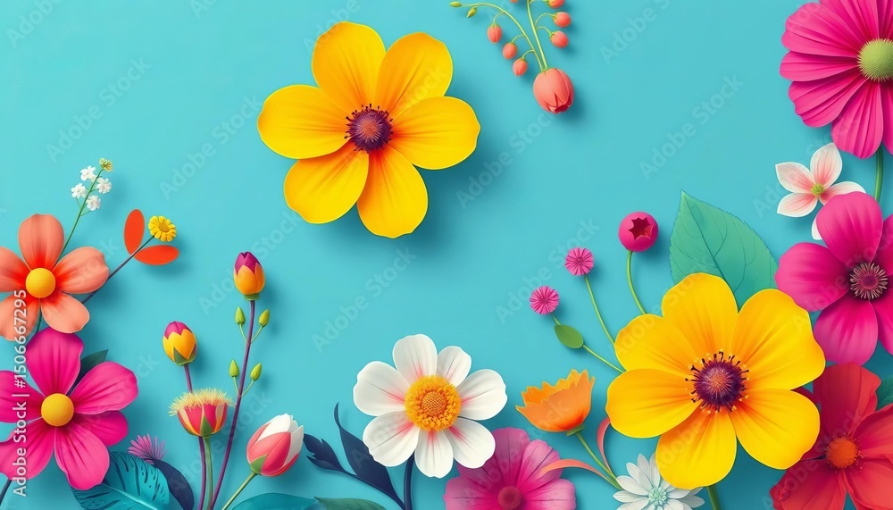 Vibrant flat floral vector set, perfect for design projects, floral elements, botanical Vibrant flat floral vector set, perfect for design projects, floral elements, botanical