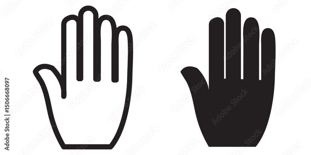 Hand icon set. Outline Filled Vector Sign : hand vector icon. human stop hand silhouette . black outline and filled version. hand vector icon. hand icon vector stock illustration. Hand icon set. Outline Filled Vector Sign : hand vector icon. human stop hand silhouette . black outline and filled version. hand vector icon. hand icon vector stock illustration.