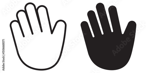 Hand icon set. Outline Filled Vector Sign : hand vector icon. human stop hand silhouette . black outline and filled version. hand vector icon. hand icon vector stock illustration.