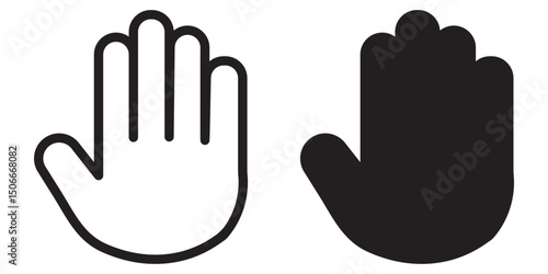 Hand icon set. Outline Filled Vector Sign : hand vector icon. human stop hand silhouette . black outline and filled version. hand vector icon. hand icon vector stock illustration.