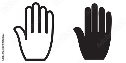 Hand icon set. Outline Filled Vector Sign : hand vector icon. human stop hand silhouette . black outline and filled version. hand vector icon. hand icon vector stock illustration.