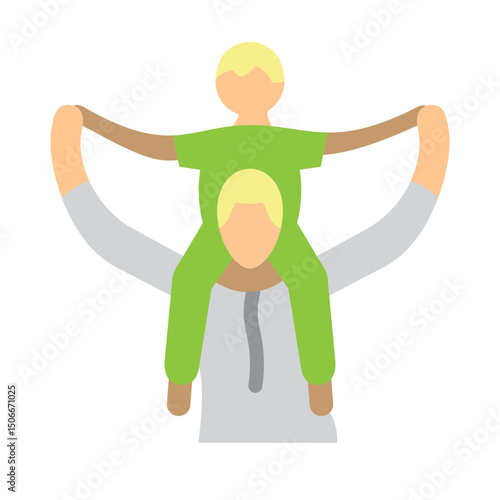 Dad and Son Vector Flat Icon Design