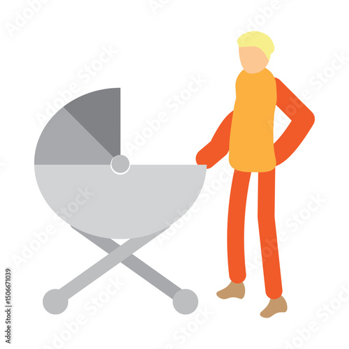 Single Father Vector Flat Icon Design