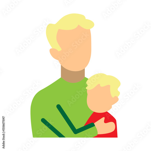 Father Hug Vector Flat Icon Design
