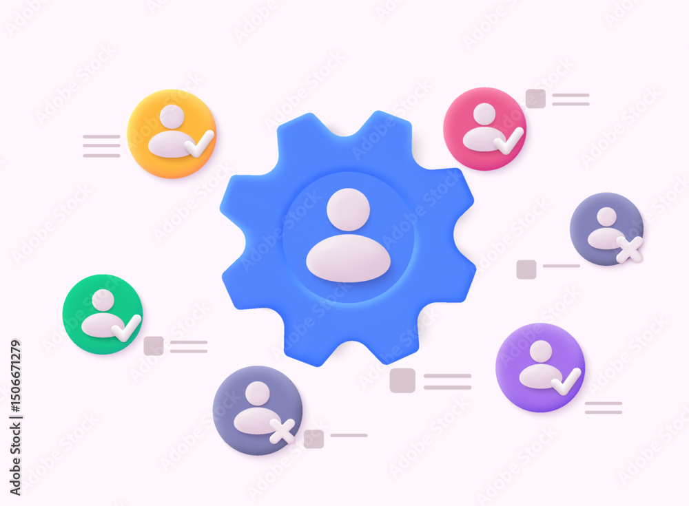 Account profile and security protection. Personal accounts, online, Green correct checkmark, unlock, login. 3D Web Vector Illustrations. Account profile and security protection. Personal accounts, online, Green correct checkmark, unlock, login. 3D Web Vector Illustrations.