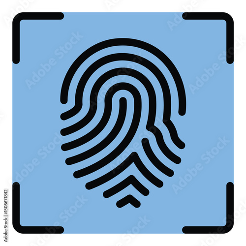 Finger scanner icon flat line style illustration representing biometric identification and security, suitable for technology, authentication, and access control projects