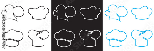 Set of Chef hat  icons.  professional cooking symbols, kitchen uniform icon. Vector for websites, mobile interfaces, presentations, logo,  banner, visual branding etc. EPS 10
