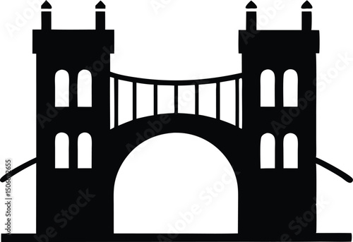 Golden gate bridge silhouette icon. Vector illustration.