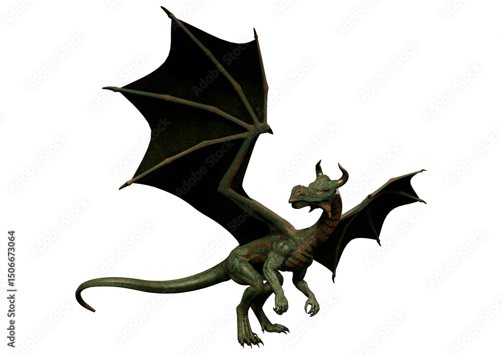 Fototapeta premium 3D Rendering Fairy Tale Dragon on White
