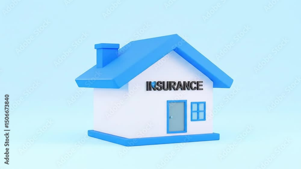 Concept of home insurance and protection, 3D animation to visualize security and financial planning Concept of home insurance and protection, 3D animation to visualize security and financial planning