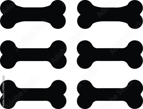 Dog bone silhouette set, Dog bone icon vector illustration