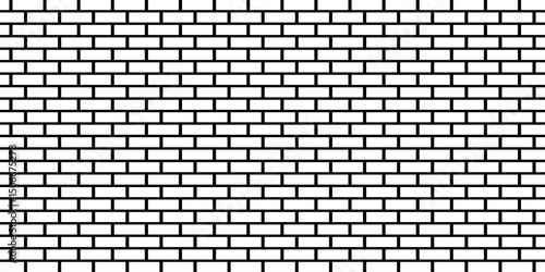 Brickwork illustration. Black and white brick texture. Brick wall pattern design.