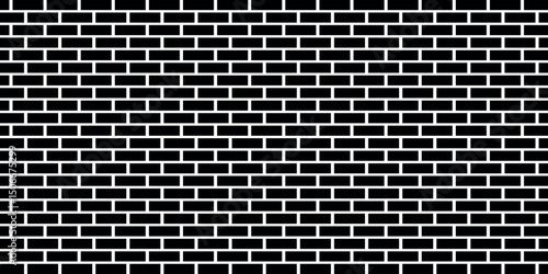 Brickwork illustration. Black and white brick texture. Brick wall pattern design.