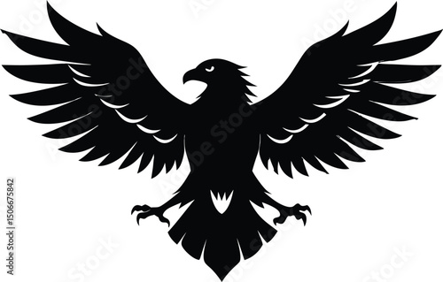 Eagle icon illustration, Eagle silhouette vector, flying wild big bird, silhouette of a soaring eagle. vector illustration