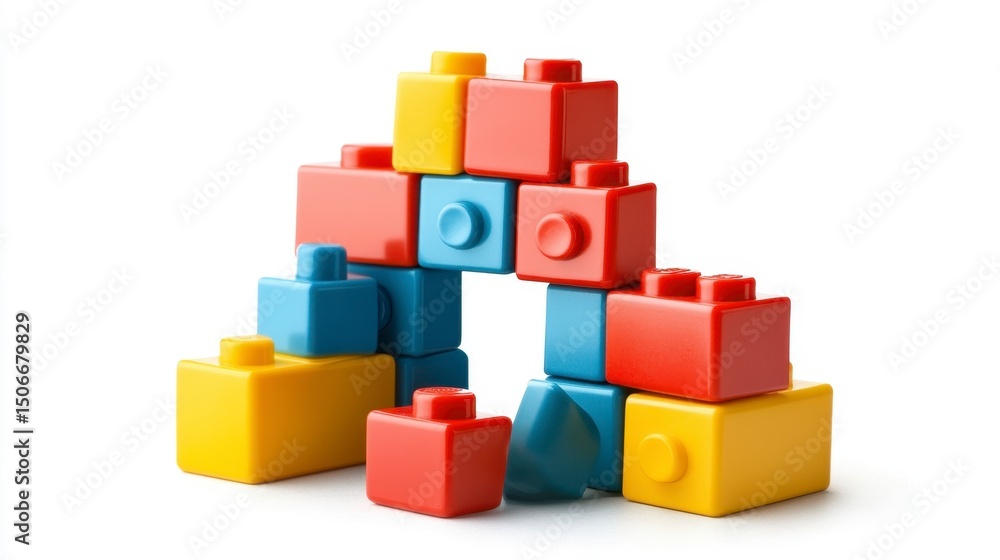 Fototapeta premium Colorful Building Blocks Stacked in Creative Arrangement for Playtime