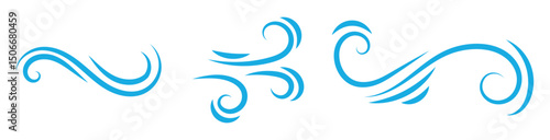 Doodle wind line sketch set. Hand drawn doodle wind motion, air blow, swirl elements. Sketch drawn air blow motion, smoke flow art, abstract line. Isolated vector illustration
