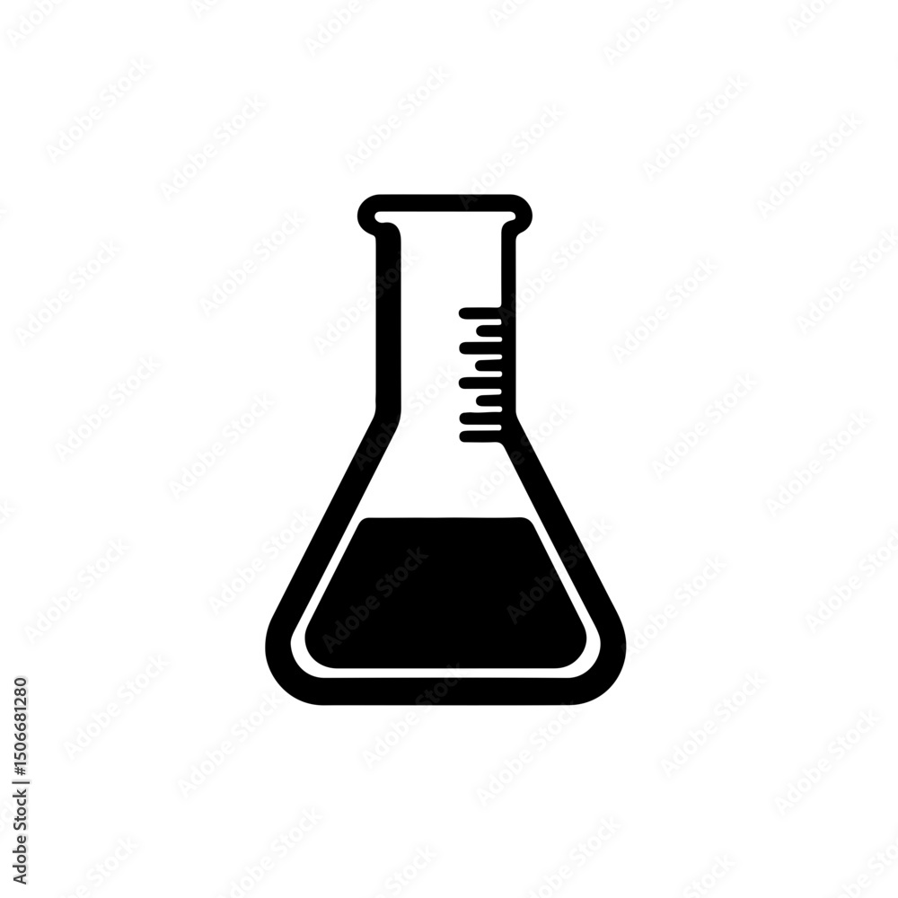 Erlenmeyer Flask Icon with Measurements - Laboratory Chemistry Symbol Erlenmeyer Flask Icon with Measurements - Laboratory Chemistry Symbol