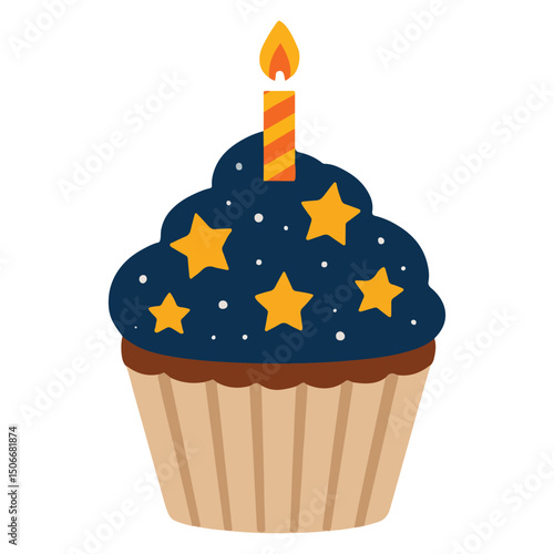 Space Birthday Cupcake clipart, Outer Space illustration, Colorful Space design sublimation


