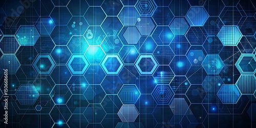 Abstract blue hexagon technology background