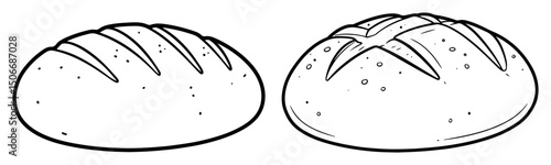 loaves of bread outline vector drawing