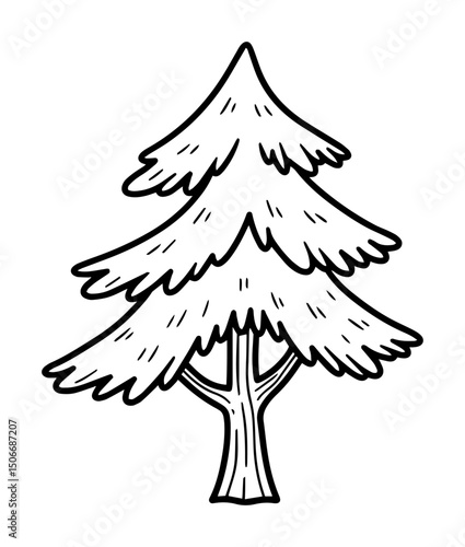 cartoon spruce tree outline vector drawing