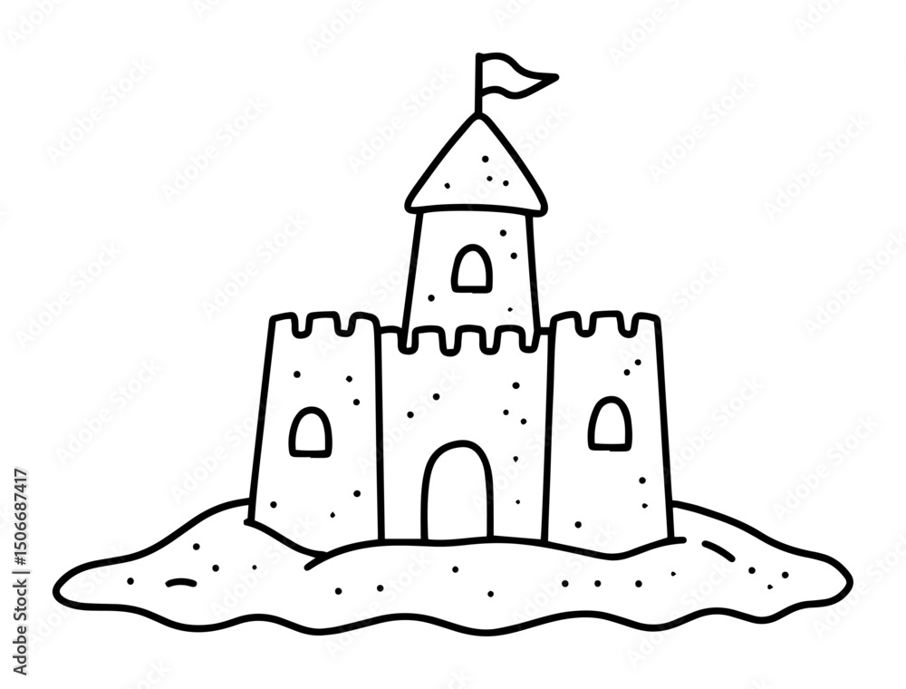 sandcastle beach cartoon icon child style drawing sandcastle beach cartoon icon child style drawing