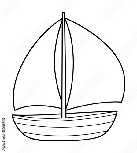 sailing boat simple cartoon child style drawing
