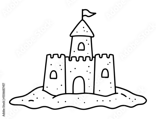 sandcastle beach cartoon icon child style drawing