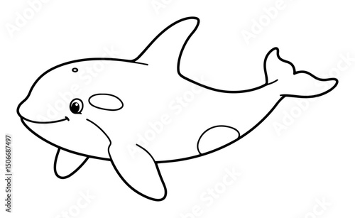 smiling orca whale cartoon animal child style drawing