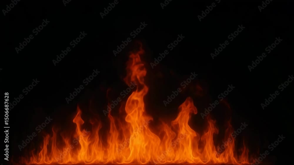 Llama roja, fuego abstracto sobre fondo negro, video para diseño

