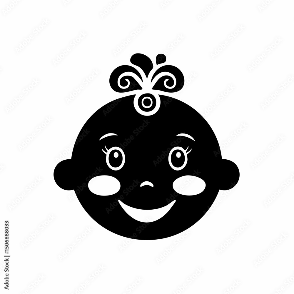Baby Face Silhouette – Cute Infant Expression Vector Baby Face Silhouette – Cute Infant Expression Vector